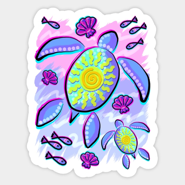 Sea Turtle and Sun Abstract Glitch Ultraviolets Sticker by BluedarkArt